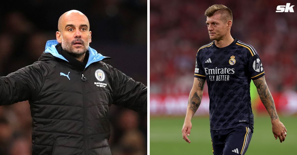 Manchester City boss Pep Guardiola (left) and Real Madrid midfielder Toni Kroos