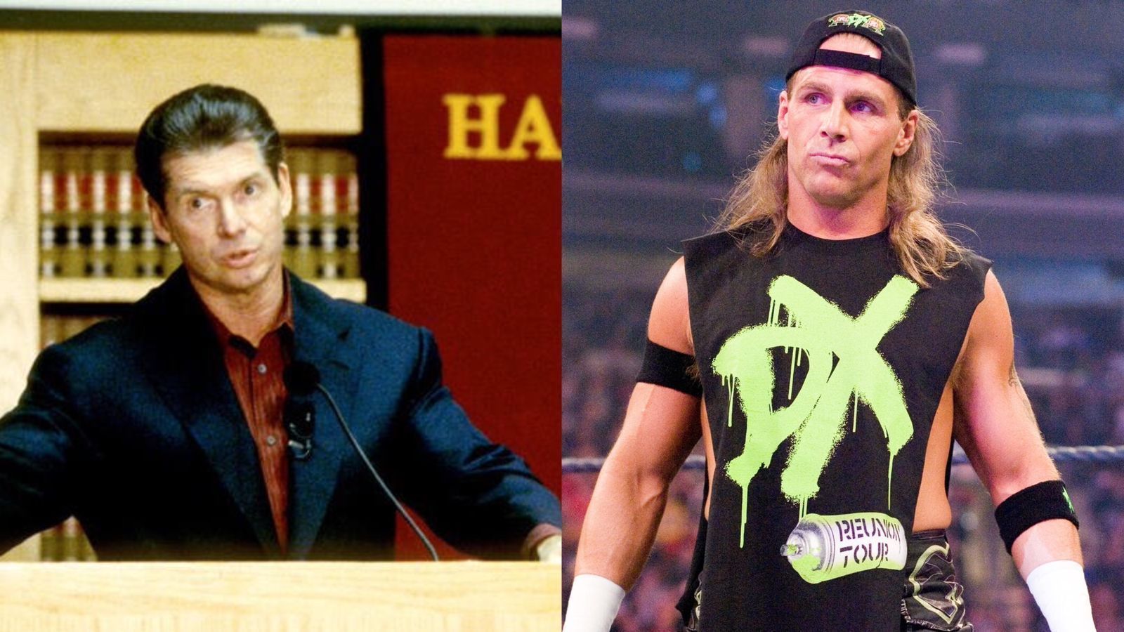 Vince McMahon (left); Shawn Michaels (right)