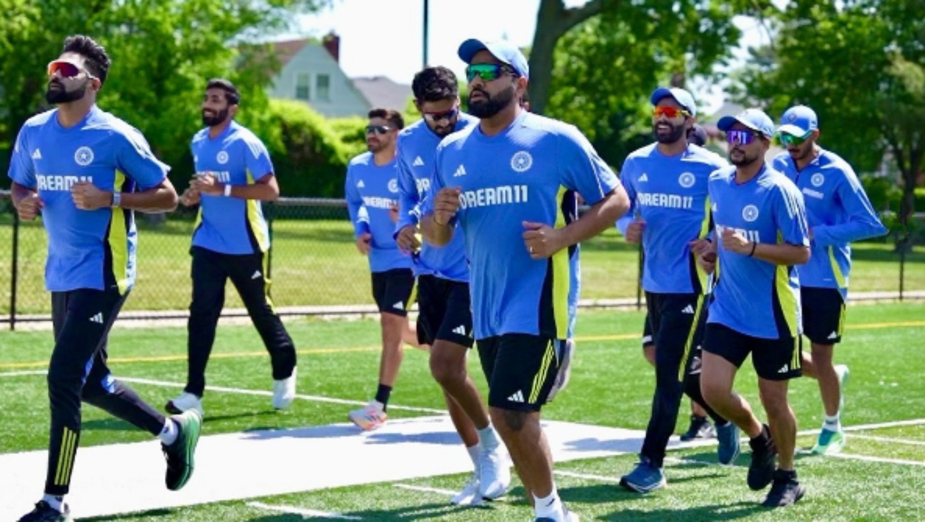 Rohit Sharma and co. during Team India’s first training session in New York. (Image Credit: Rohit Sharma/ Instagram)