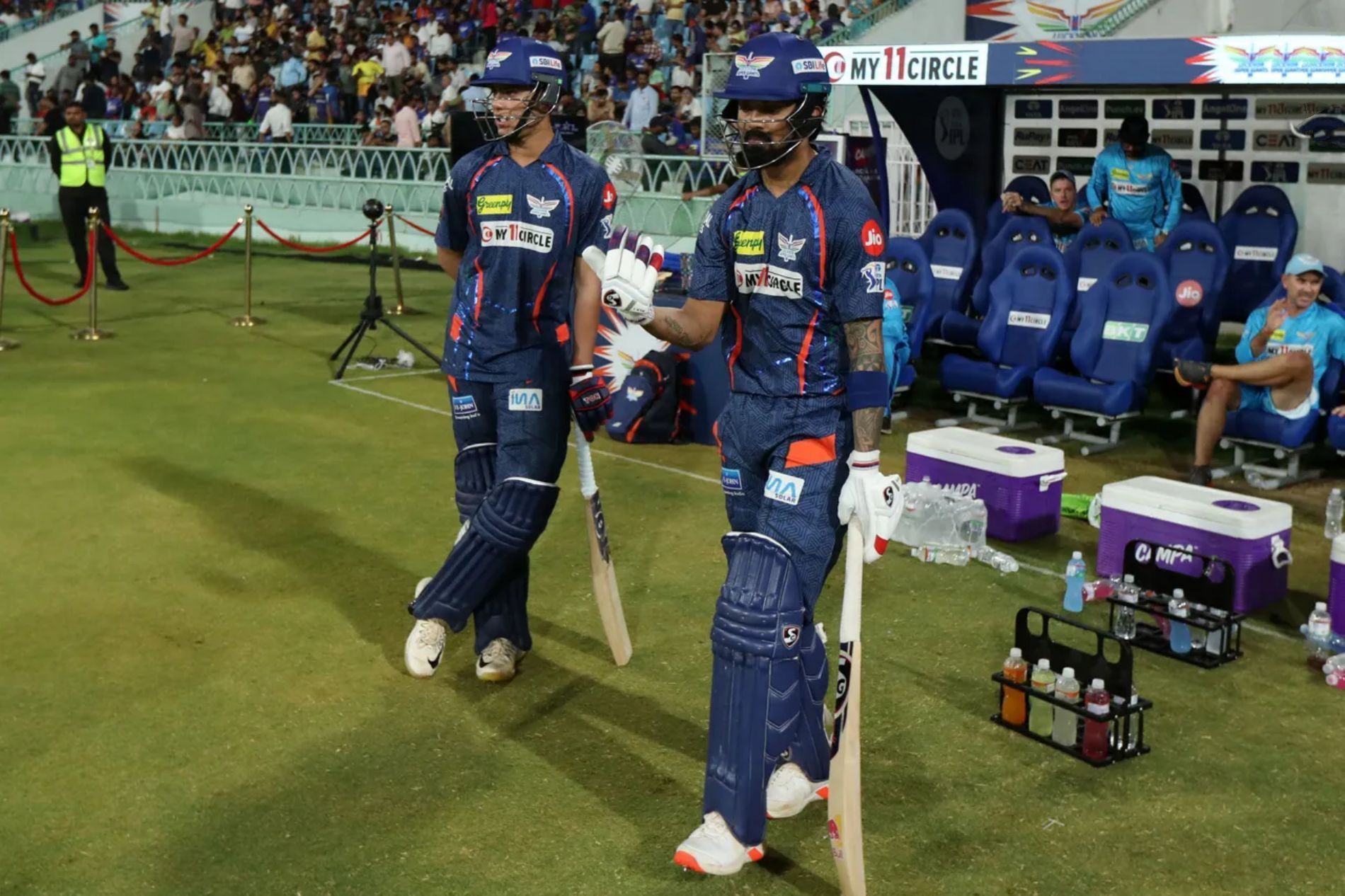 Arshin Kulkarni (left) with KL Rahul (Pic: BCCI/ iplt20.com)