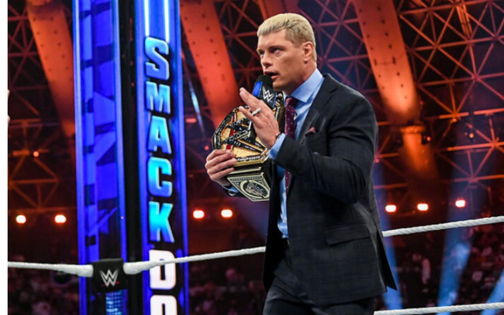 Cody Rhodes during his segment with Logan Paul on SmackDown (Image source: WWE)