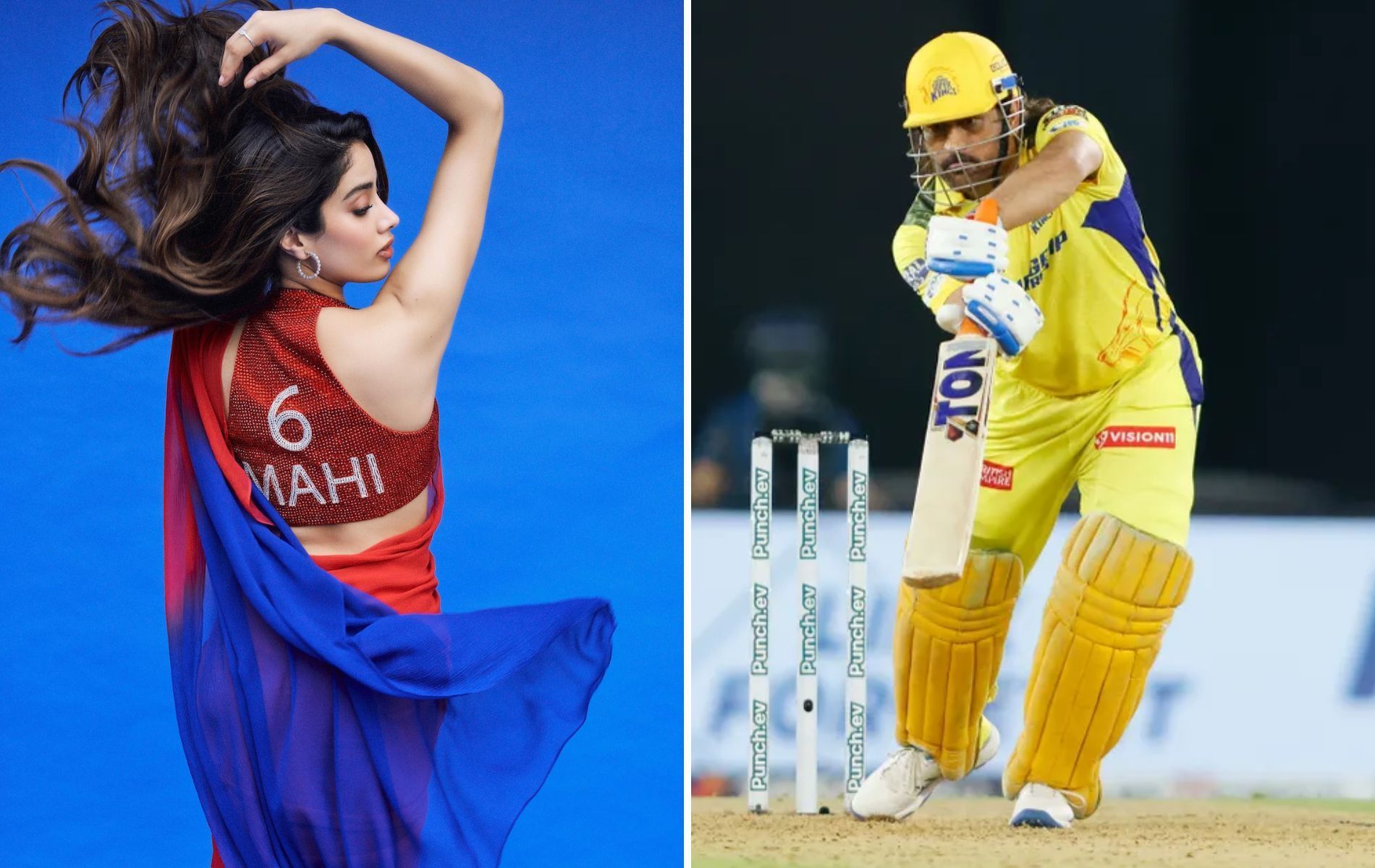 Janhvi Kapoor (L) and MS Dhoni.