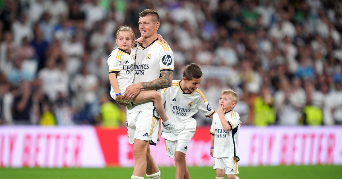 Toni Kroos turns emotional with family after final league game for Real Madrid.
