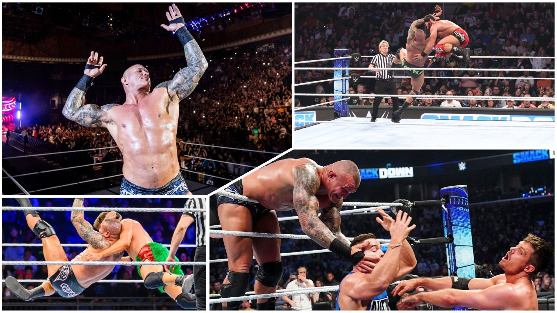 Randy Orton poses for the WWE Universe, Orton fights off Grayson Waller and Austin Theory