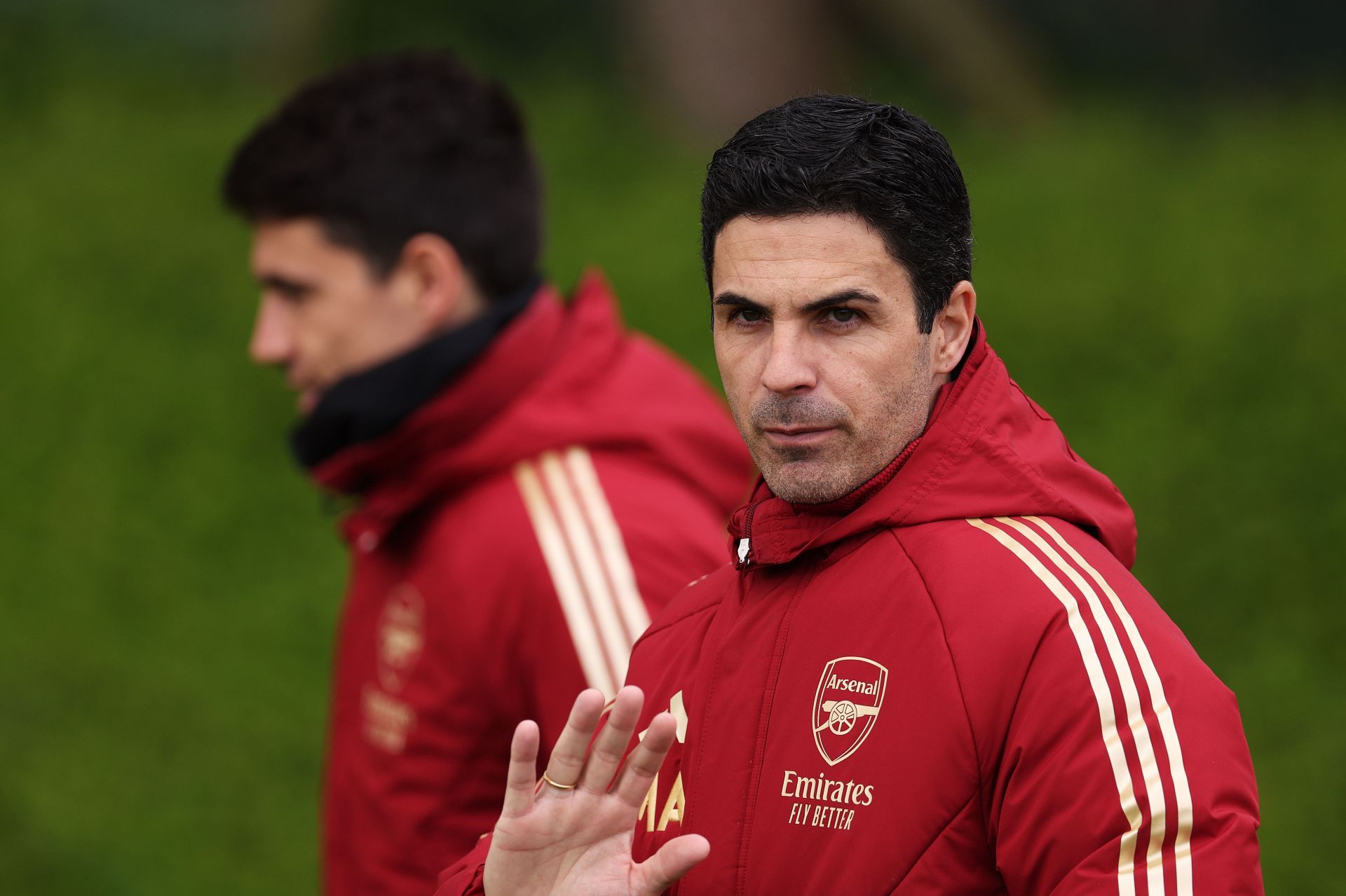 Arsenal boss Mikel Arteta (right)