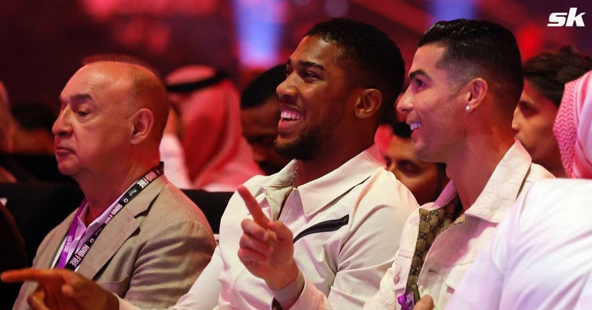 Cristiano Ronaldo and Anthony Joshua attend the boxing match together (Getty)
