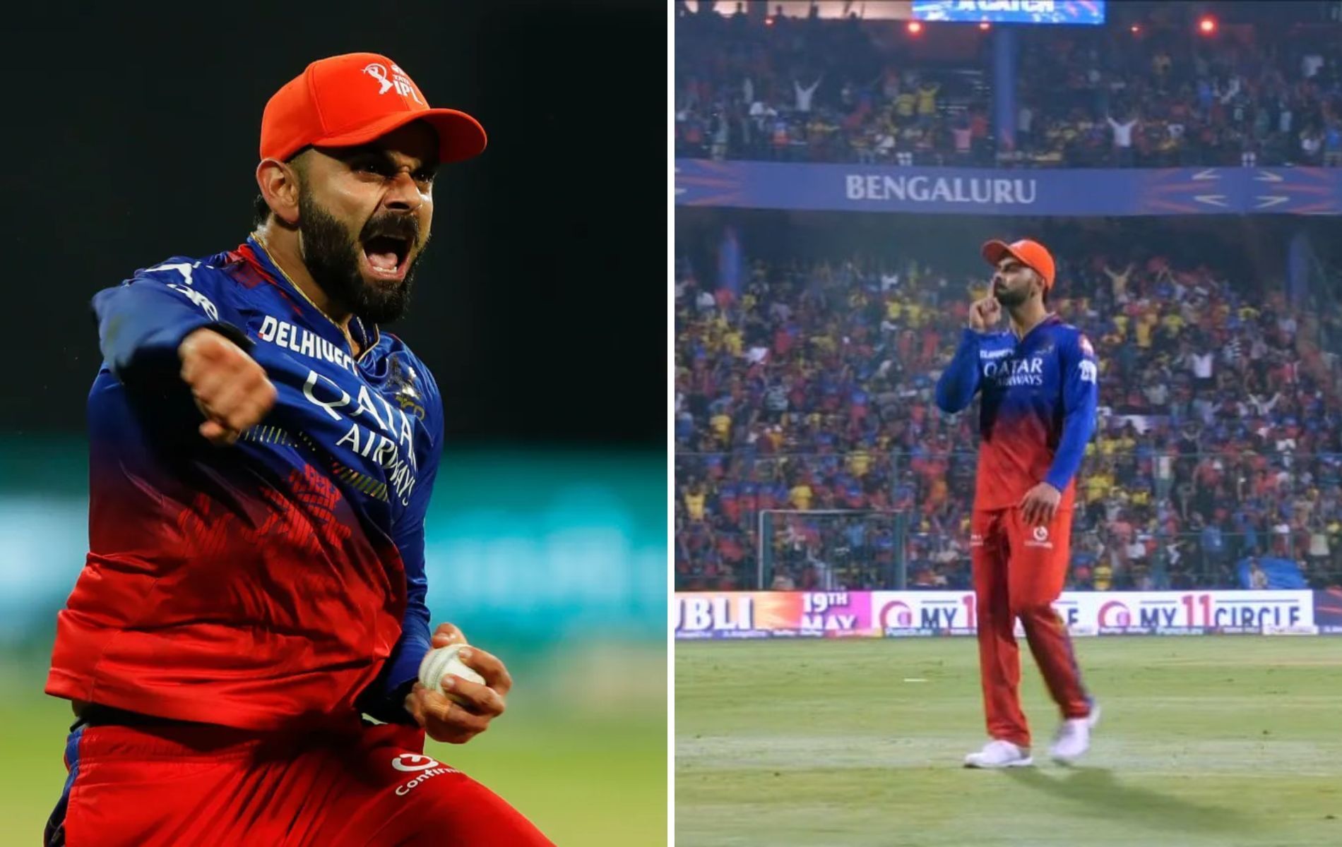 Virat Kohli used the silence gesture for CSK fans after Ajinkya Rahane