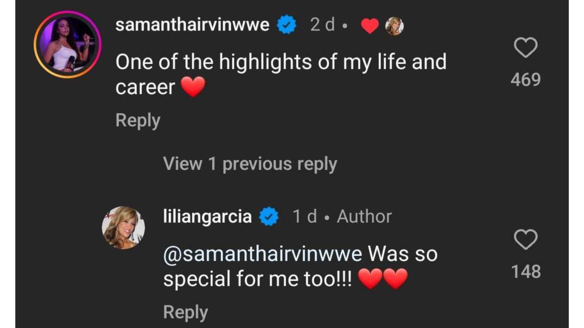 Samantha Irvin&#039;s comment under Lilian Garcia&#039;s recent post