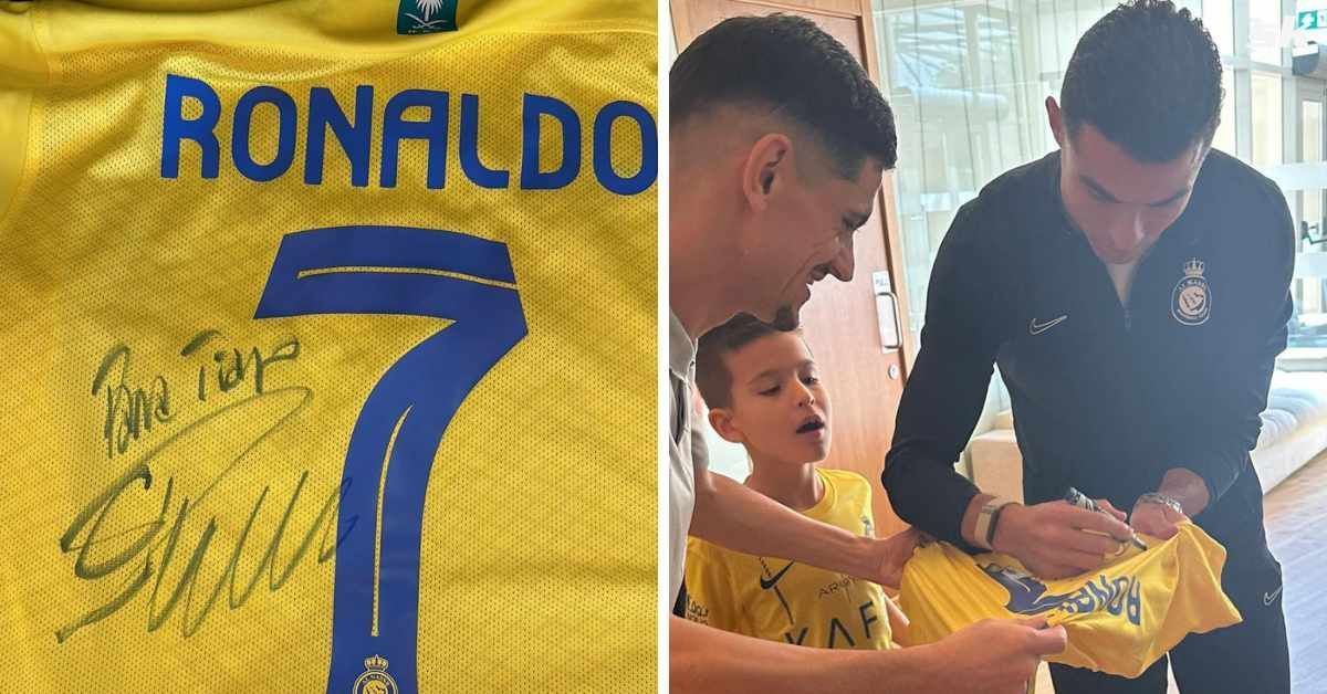 Cristiano Ronaldo signed an Al-Nassr shirt for Adrian Mutu