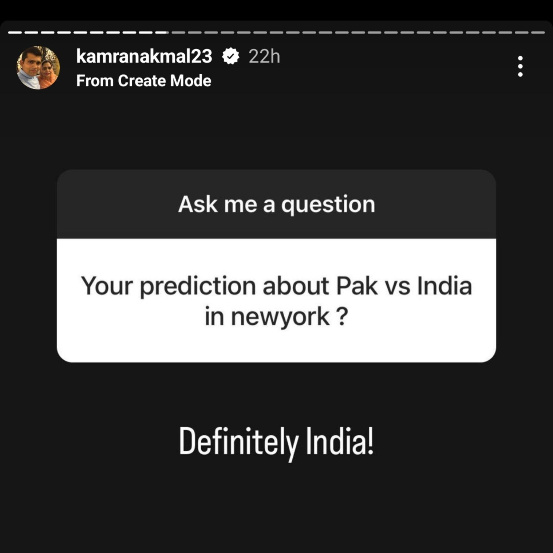 Screengrab of Kamran Akmal&#039;s response to a fan on Instagram