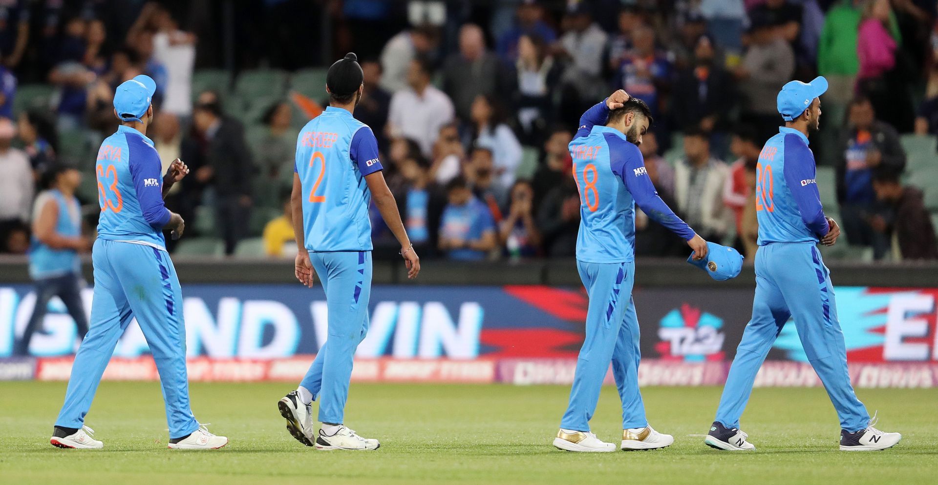 Indian players walk off after losing the 2022 T20 World Cup semifinal. (Image Credit: Getty Images)