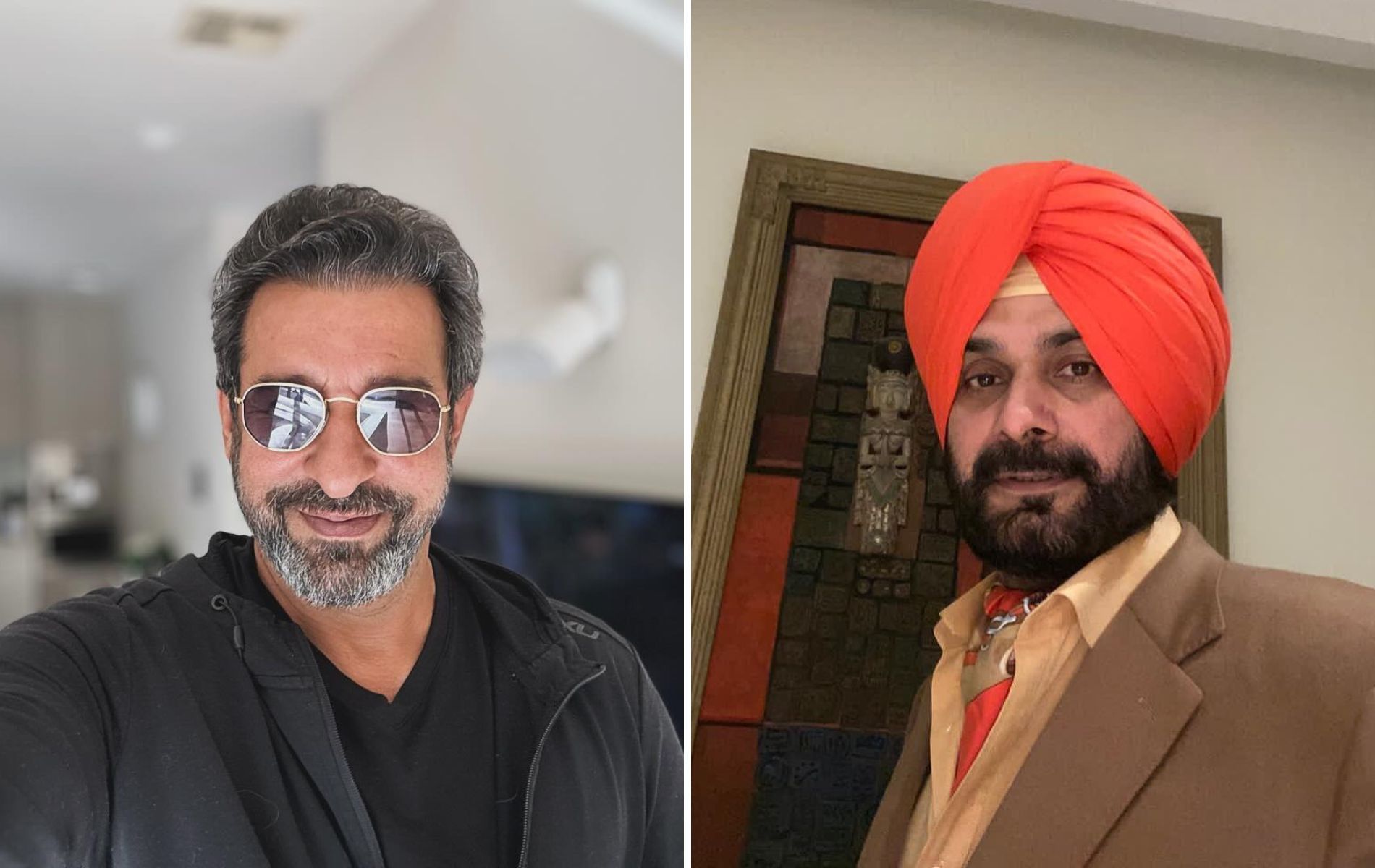 Wasim Akram (L) and Navjot Singh Sidhu