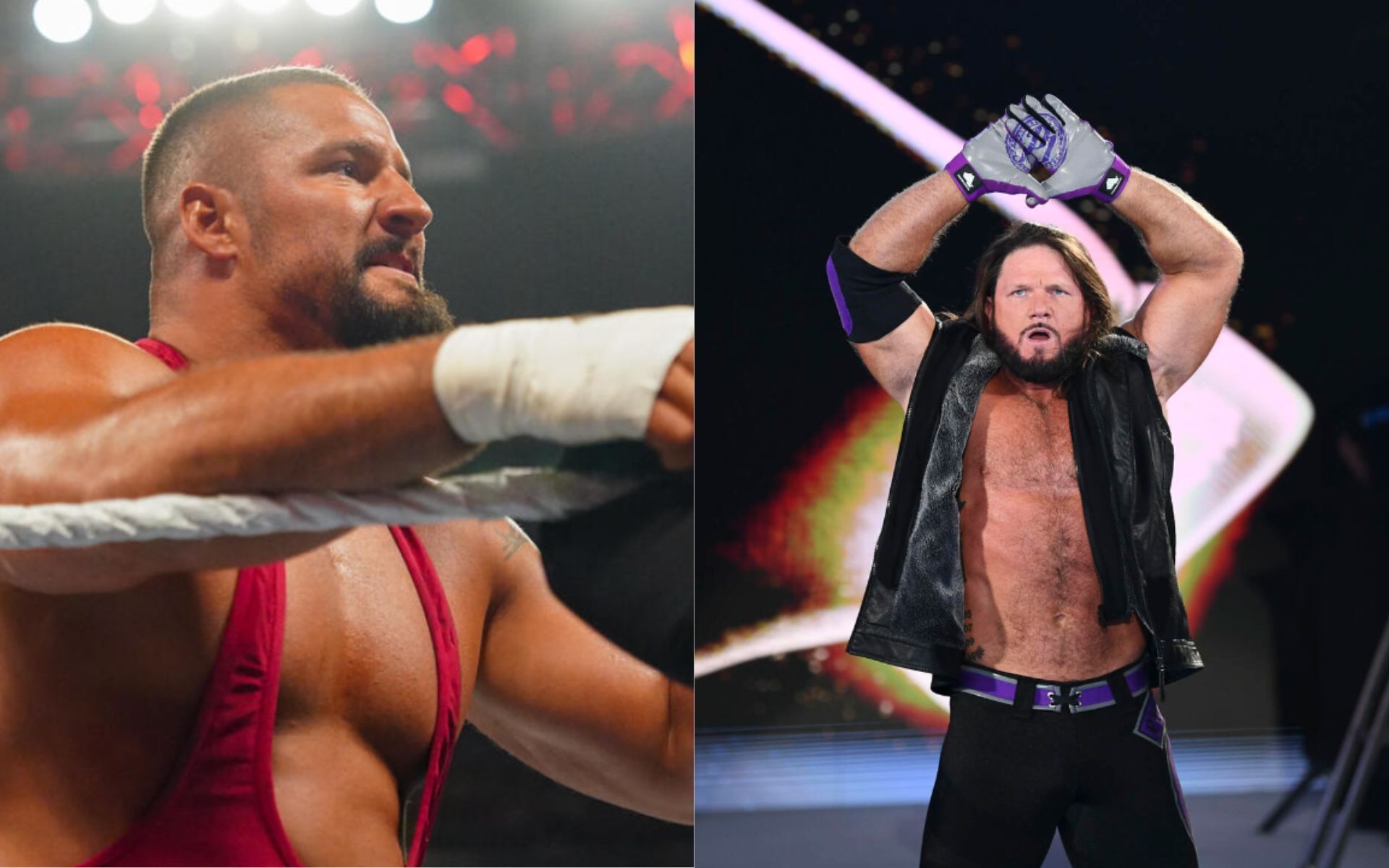 (L) Bron Breakker on RAW (R) AJ Styles during his Backlash entrance (Image source: WWE)