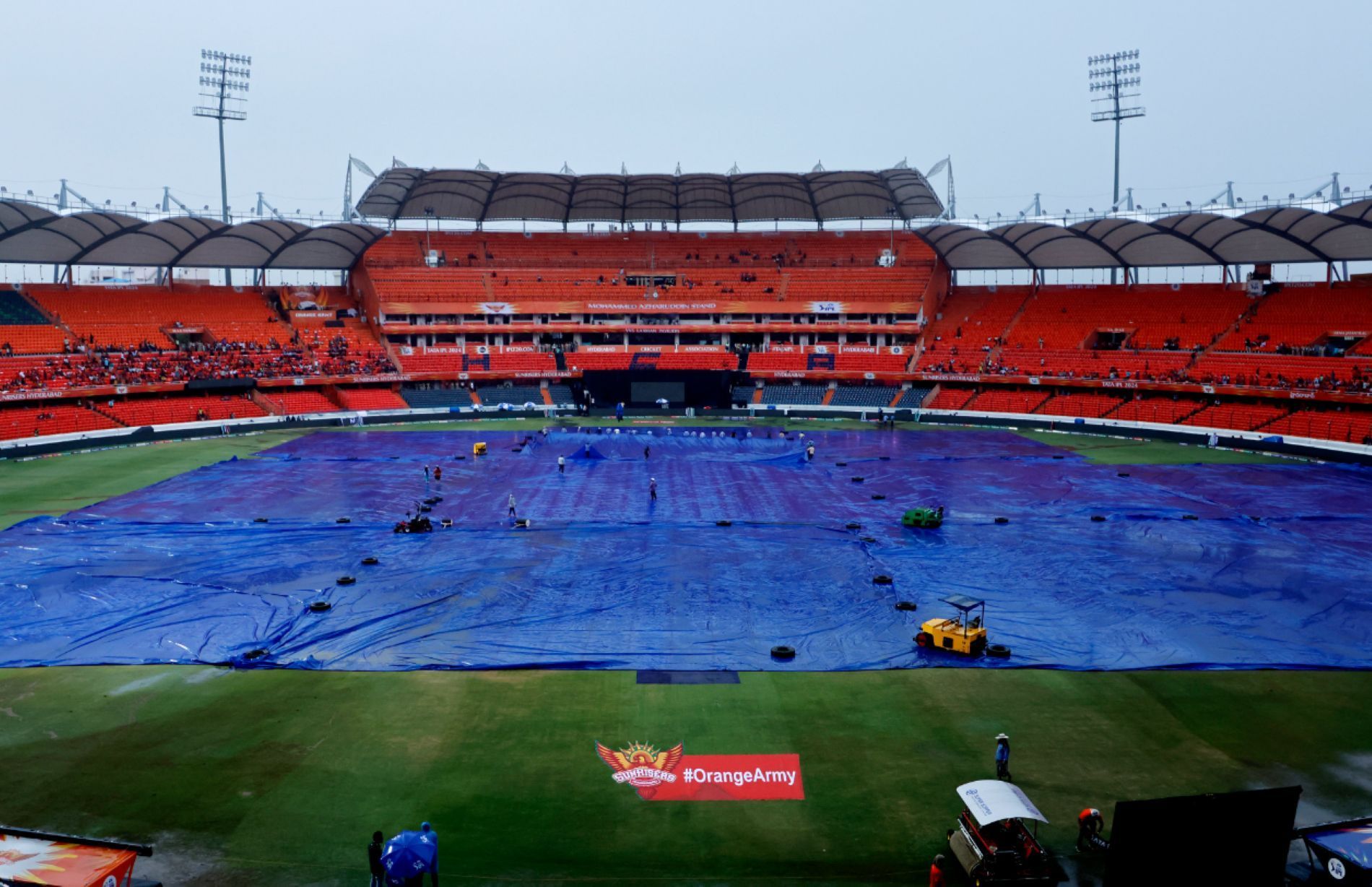 The Covers are on at the Rajiv Gandhi International Stadium [Credit: IPL twitter handle]