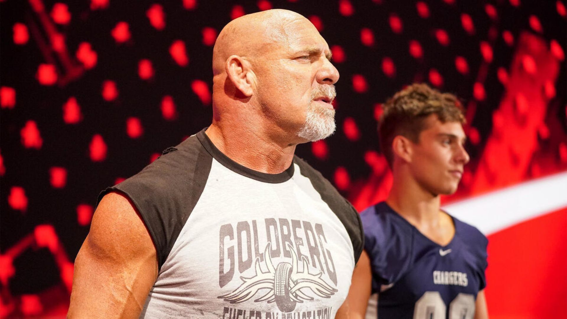 Goldberg and his son Gage (Credit: WWE)