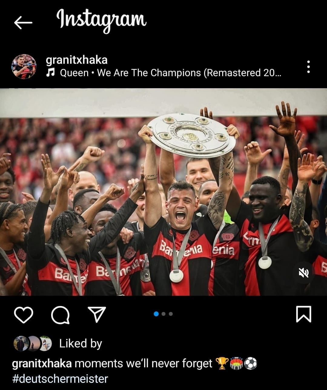 Granit Xhaka&#039;s Instagram post.