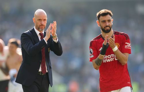 Manchester United boss Erik ten Hag (left) and captain Bruno Fernandes