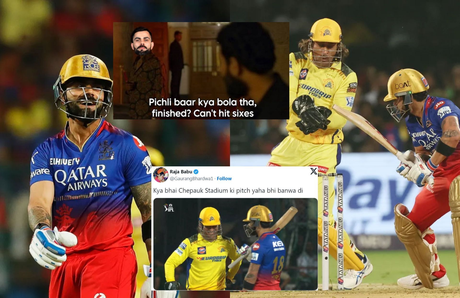 Top 10 funny memes from the 1st innings of RCB vs CSK IPL 2024 clash.