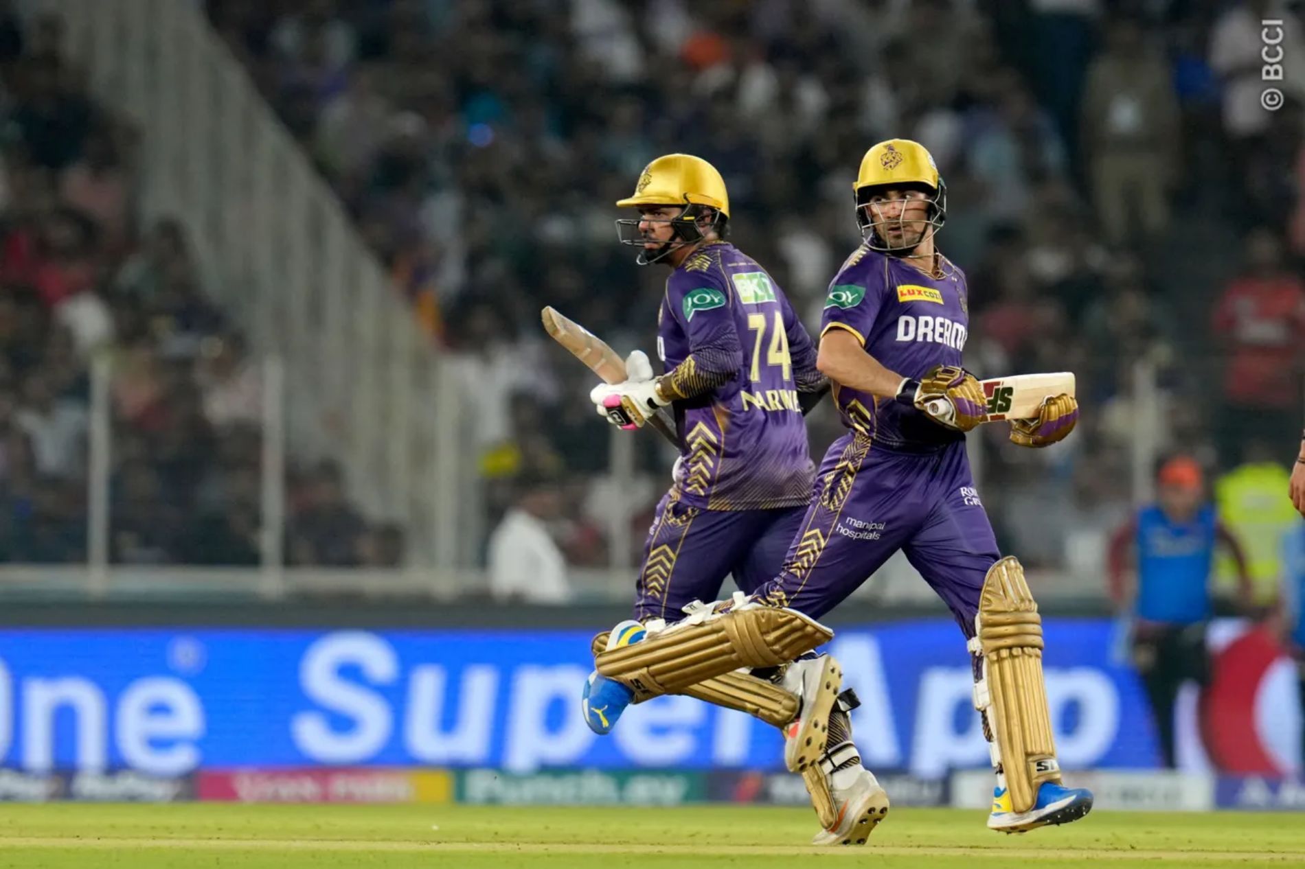 Rahmanullah Gurbaz and Sunil Narine got Kolkata off to a rapid start in the chase. (Image Credit: BCCI/ iplt20.com)