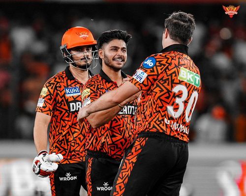 Pat Cummins celebrates SRH's win. (Credits: Twitter)