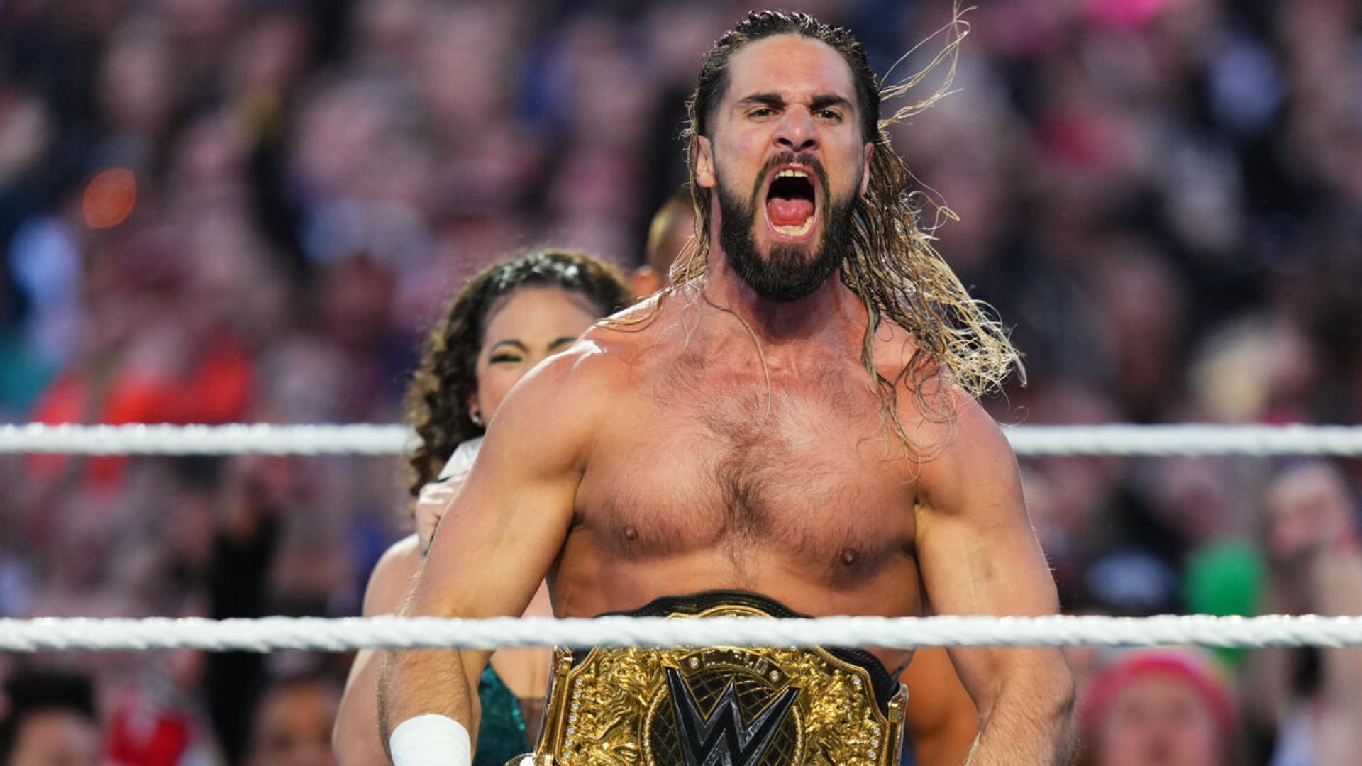 Seth Rollins before his unsuccessful title defense against Drew McIntyre at WrestleMania 40