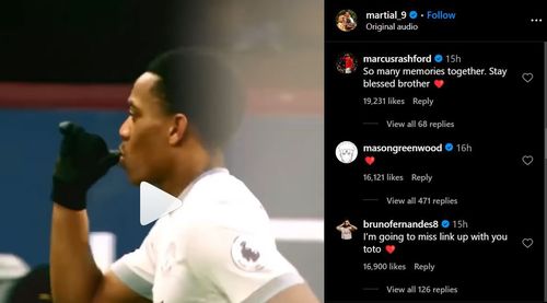 Comments on Anthony Martial's post (via Martial's Instagram account)