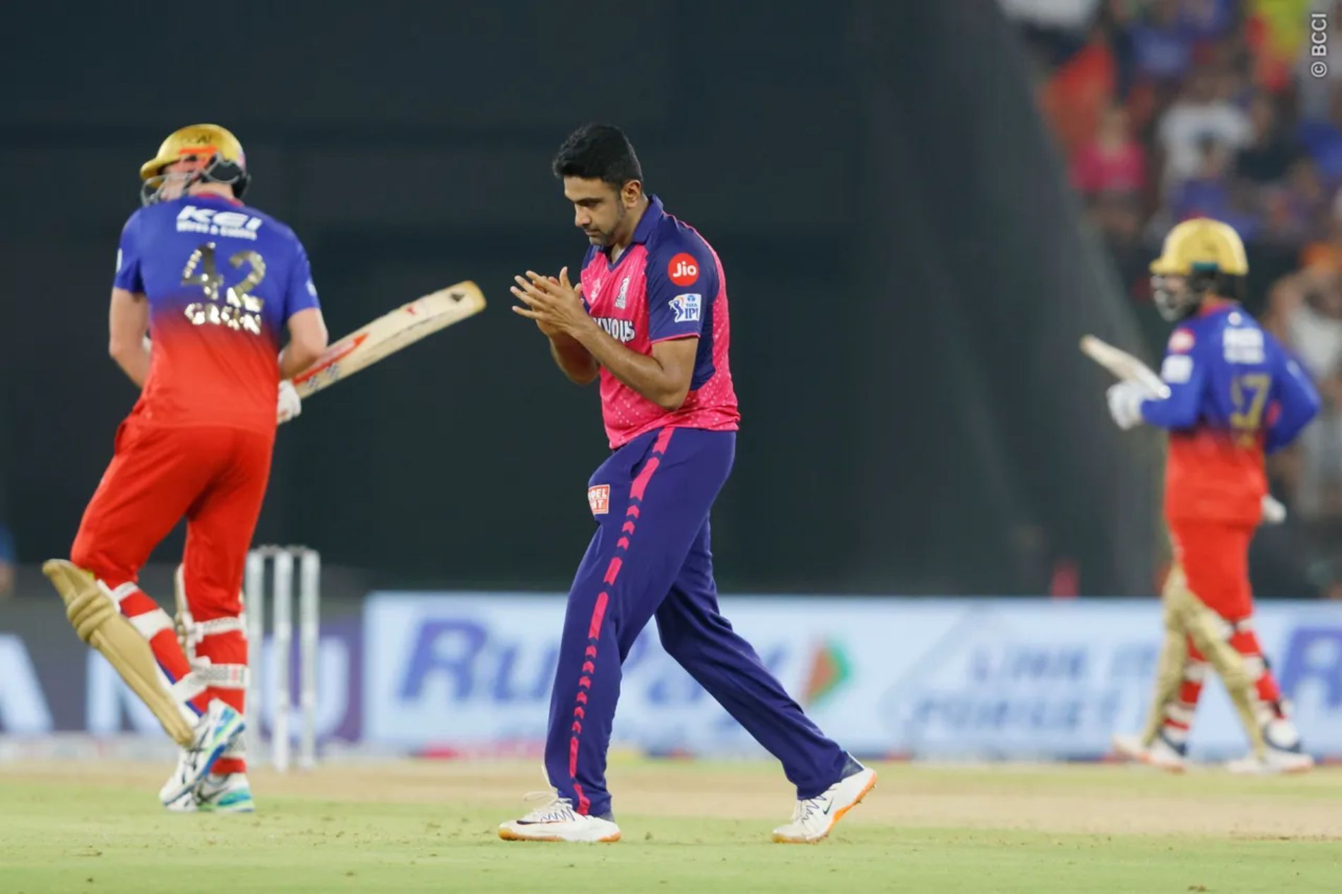 Ravichandran Ashwin starred with 2-19 in the Eliminator. (Image Credit: BCCI/ iplt20.com)