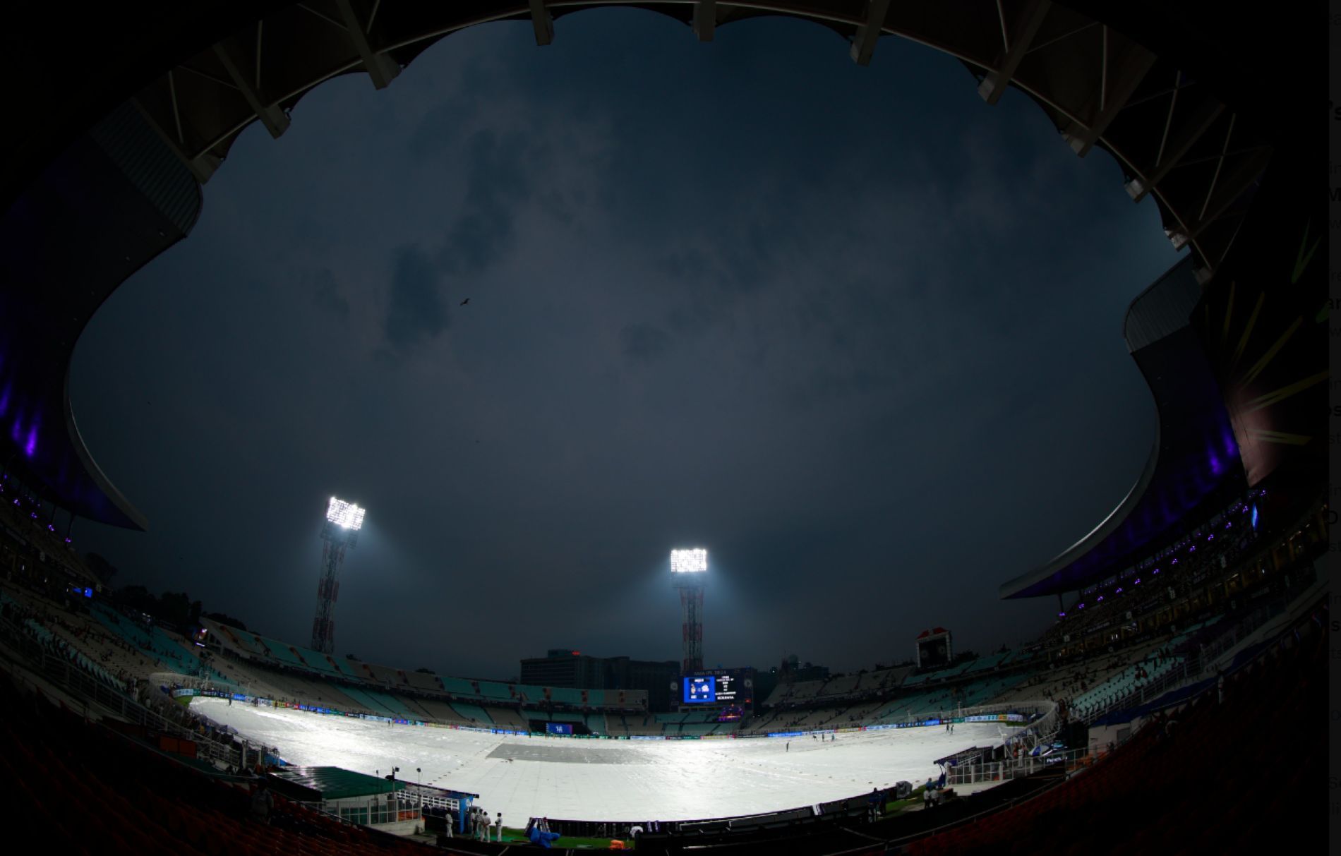 Eden Gardens fully covered due to heavy showers [Credit: IPL Twitter handle]