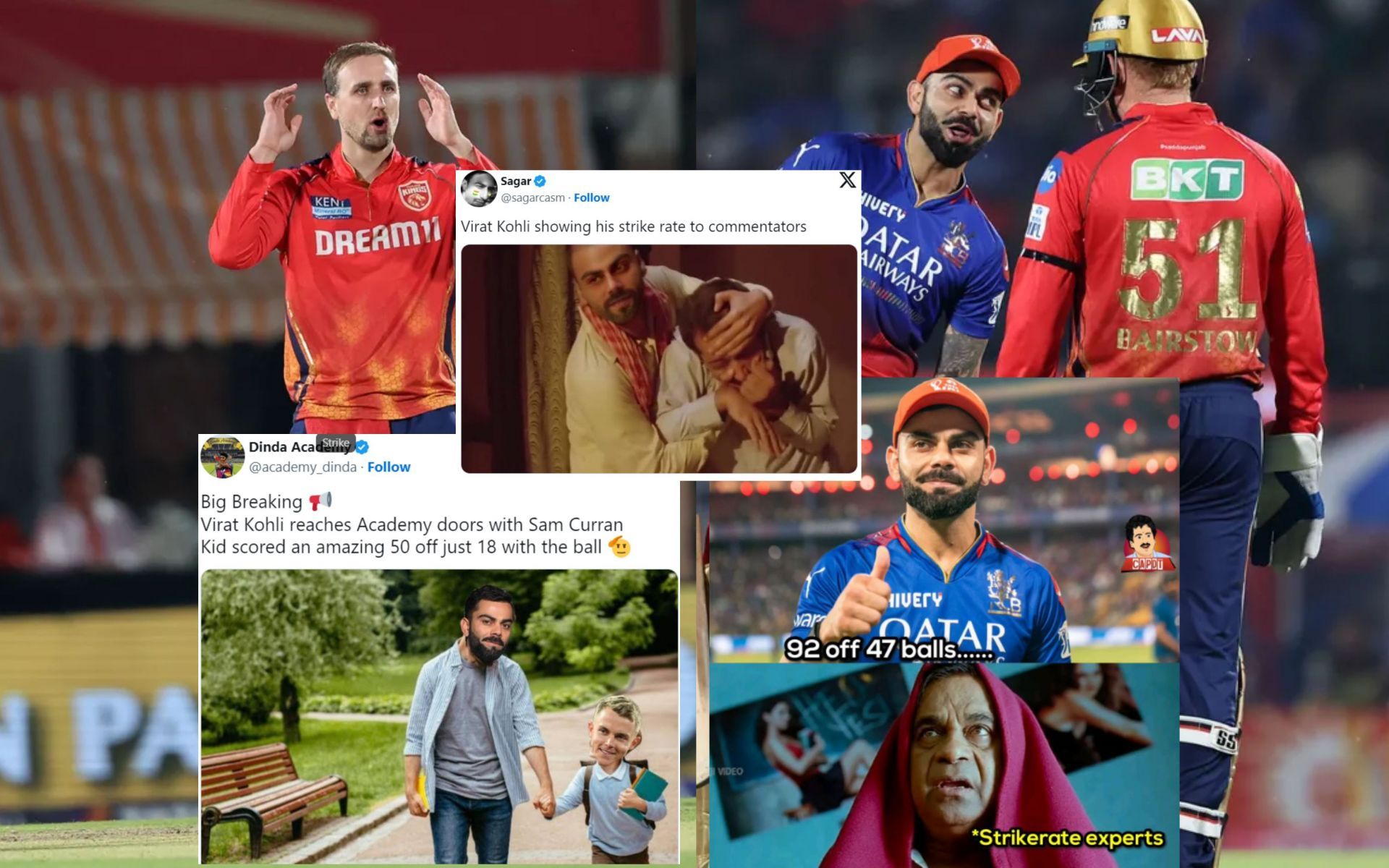 Top 10 funny memes from the 1st innings of RCB vs PBKS IPL 2024 clash.