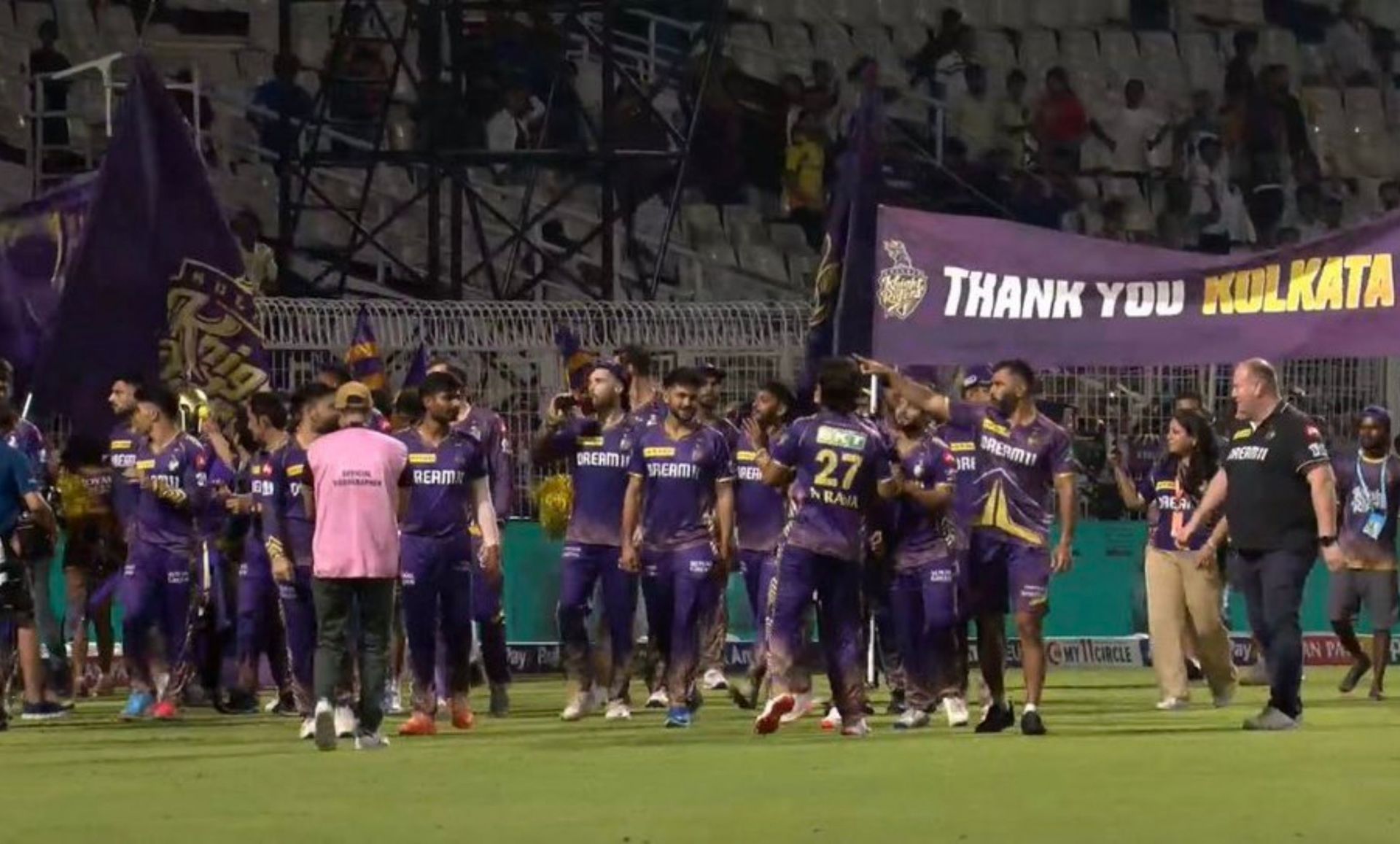 KKR players doing a lap of honor after win on Saturday. 
