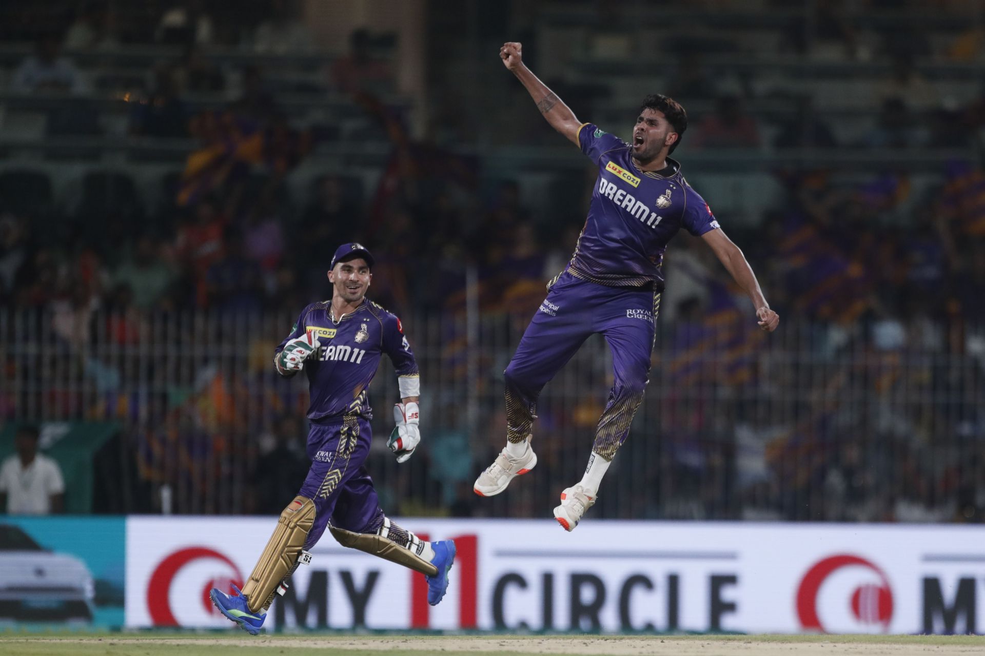 Harshit Rana celebrates the wicket of Heinrich Klaasen in the IPL 2024 final. (Image Credit: Getty Images)