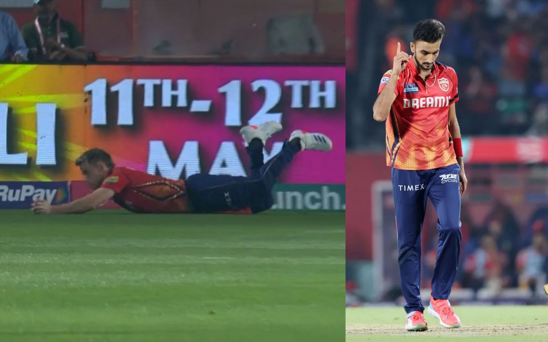 Sam Curran taking a stunning catch during PBKS vs RCB IPL 2024 clash. 