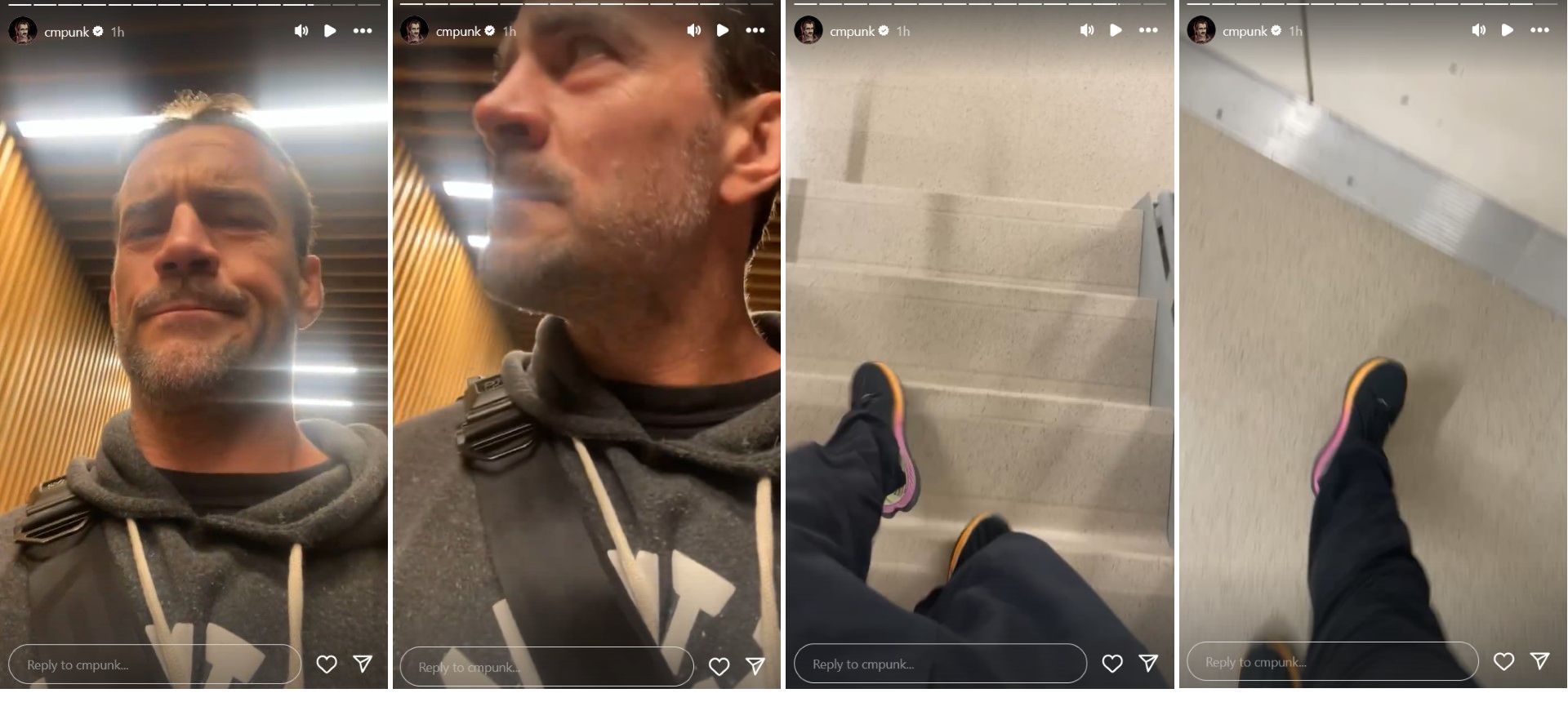 Screenshots of CM Punk&#039;s posts to Instagram Stories