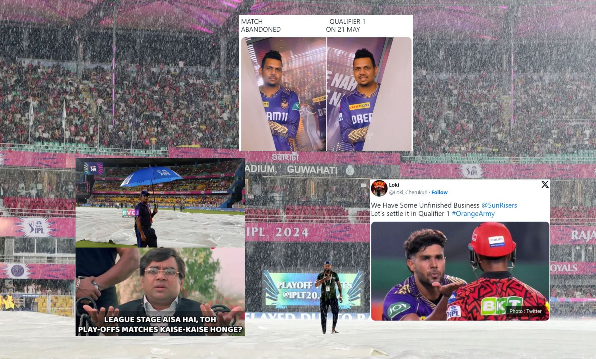 Fans react after rain washed out IPL 2024 match on Sunday night.