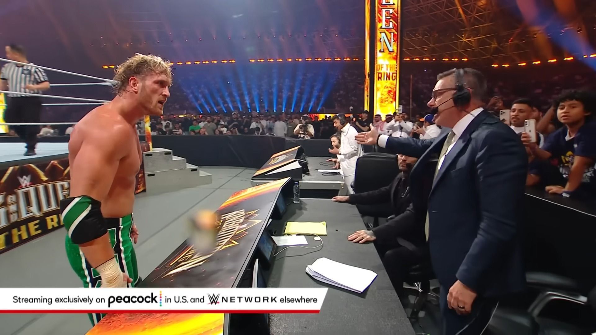 Logan Paul confronting Michale Cole [Image Source: Screenshit from WWE