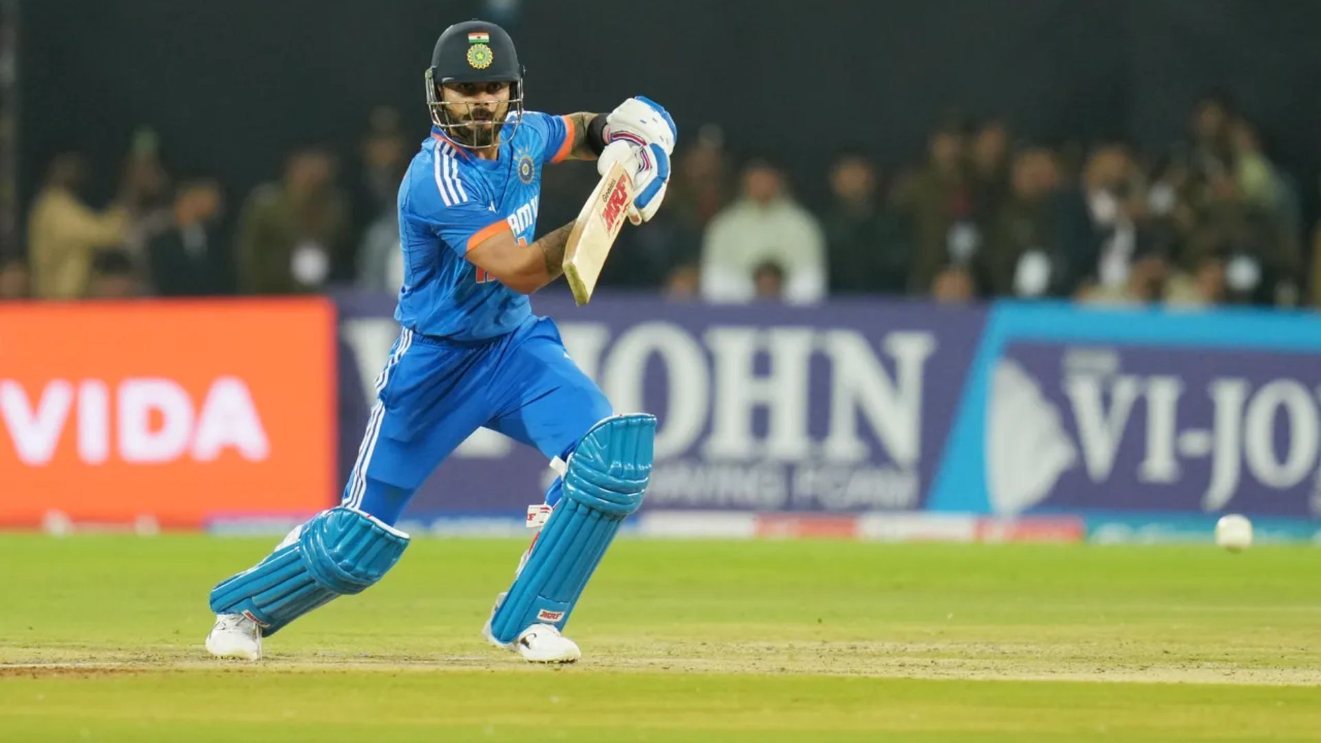 Virat Kohli in action for India against Afghanistan in January 2024.