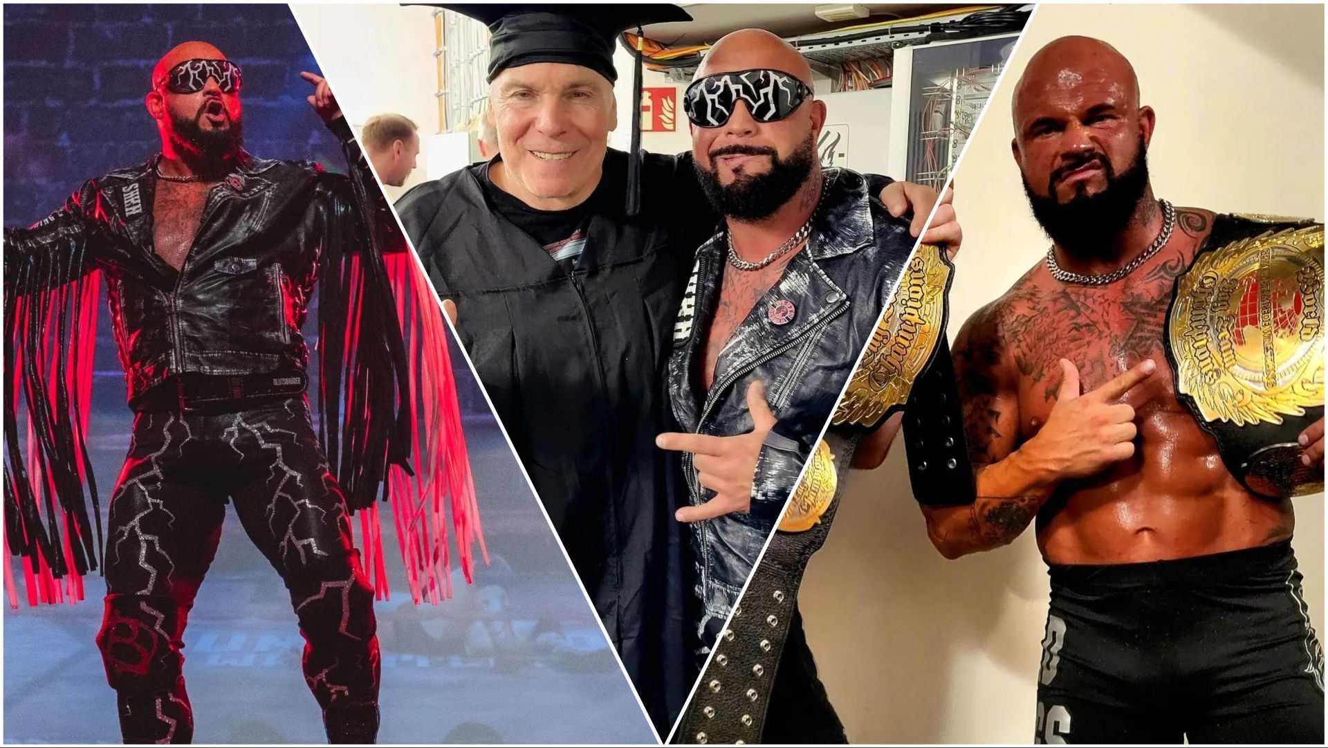 International wrestling star &quot;Bad Bones&quot; John Klinger, Bones with WWE Legend Lanny Poffo