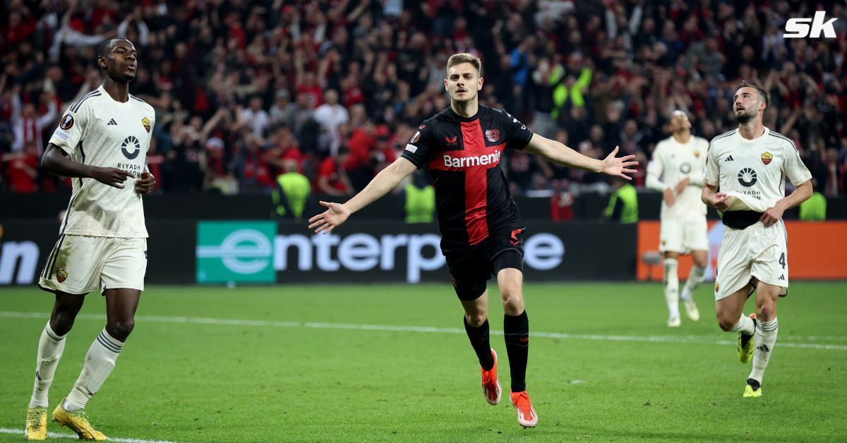 Josip Stanisic scored a late equaliser for Bayer Leverkusen against AS Roma