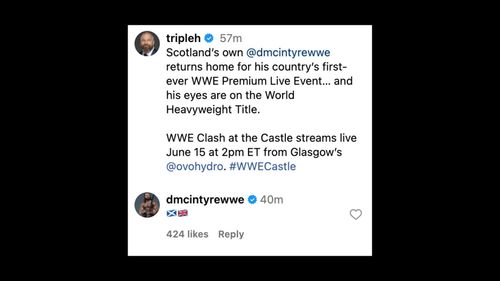 McIntyre responds to Triple H on Instagram.