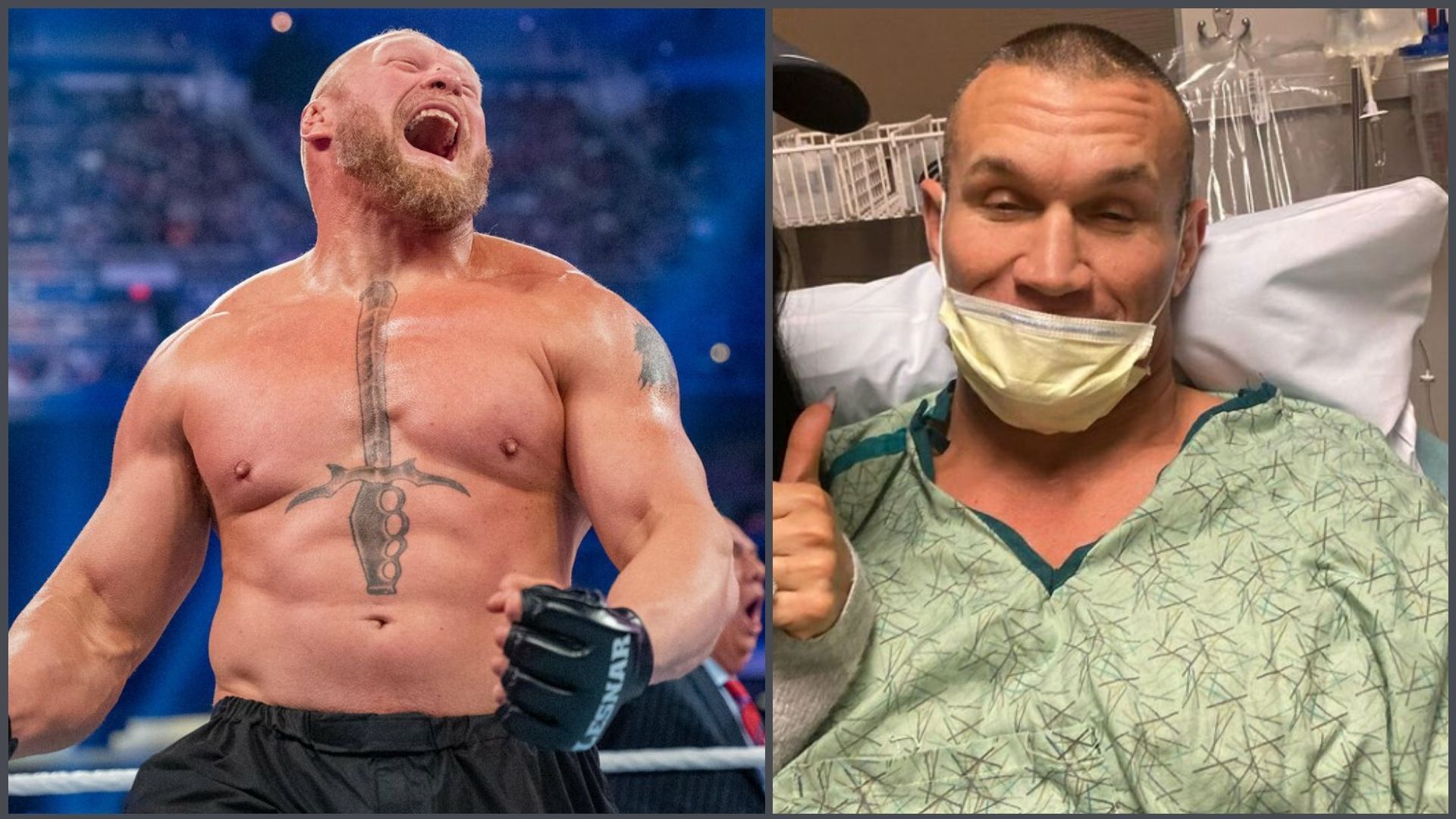 Brock Lesnar (left); Randy Orton (right)