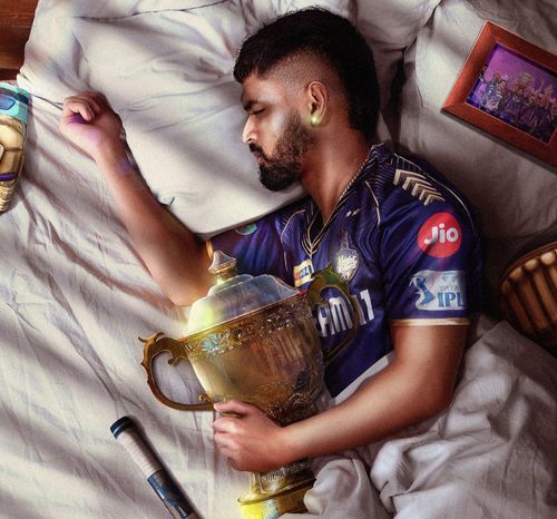 Shreyas Iyer with the trophy.