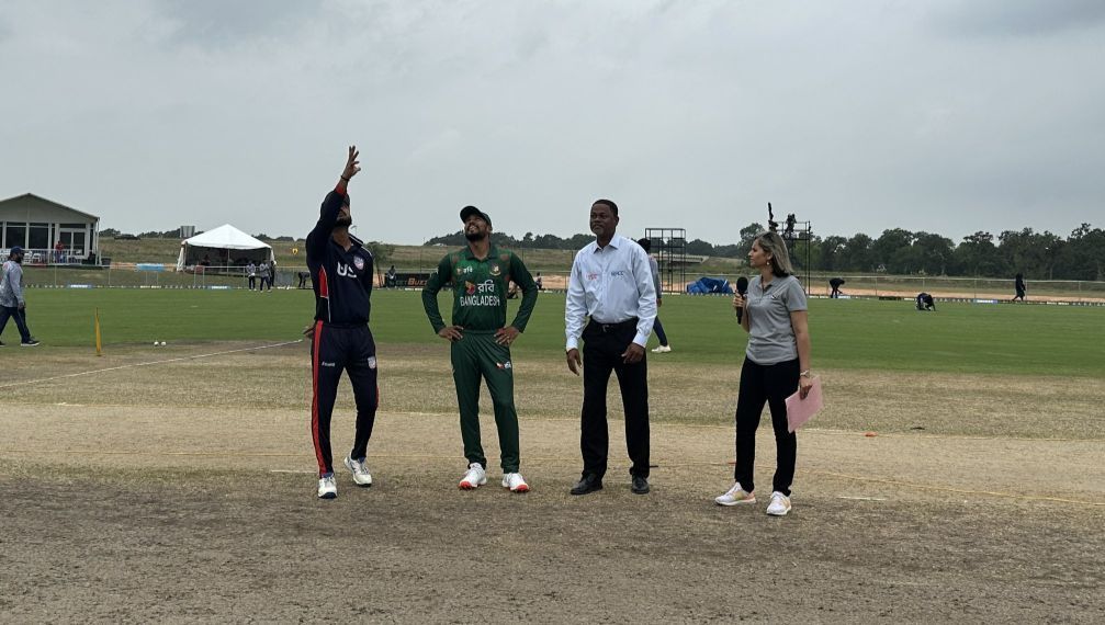 Both captains during the toss of the second T20I (Image Courtesy: X/USA Cricket)