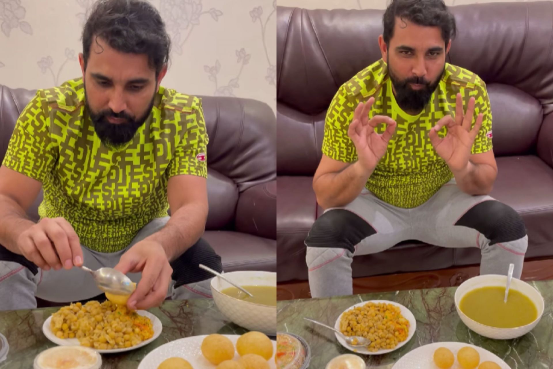 Mohammad Shami eating pani puri. (PC: Instagram) 