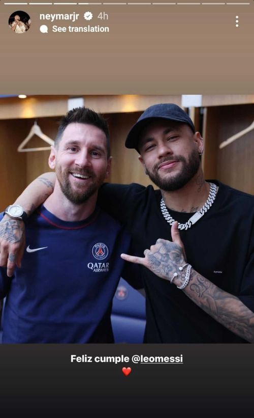 Neymar shares Lionel Messi's birthday post on Instagram Stories