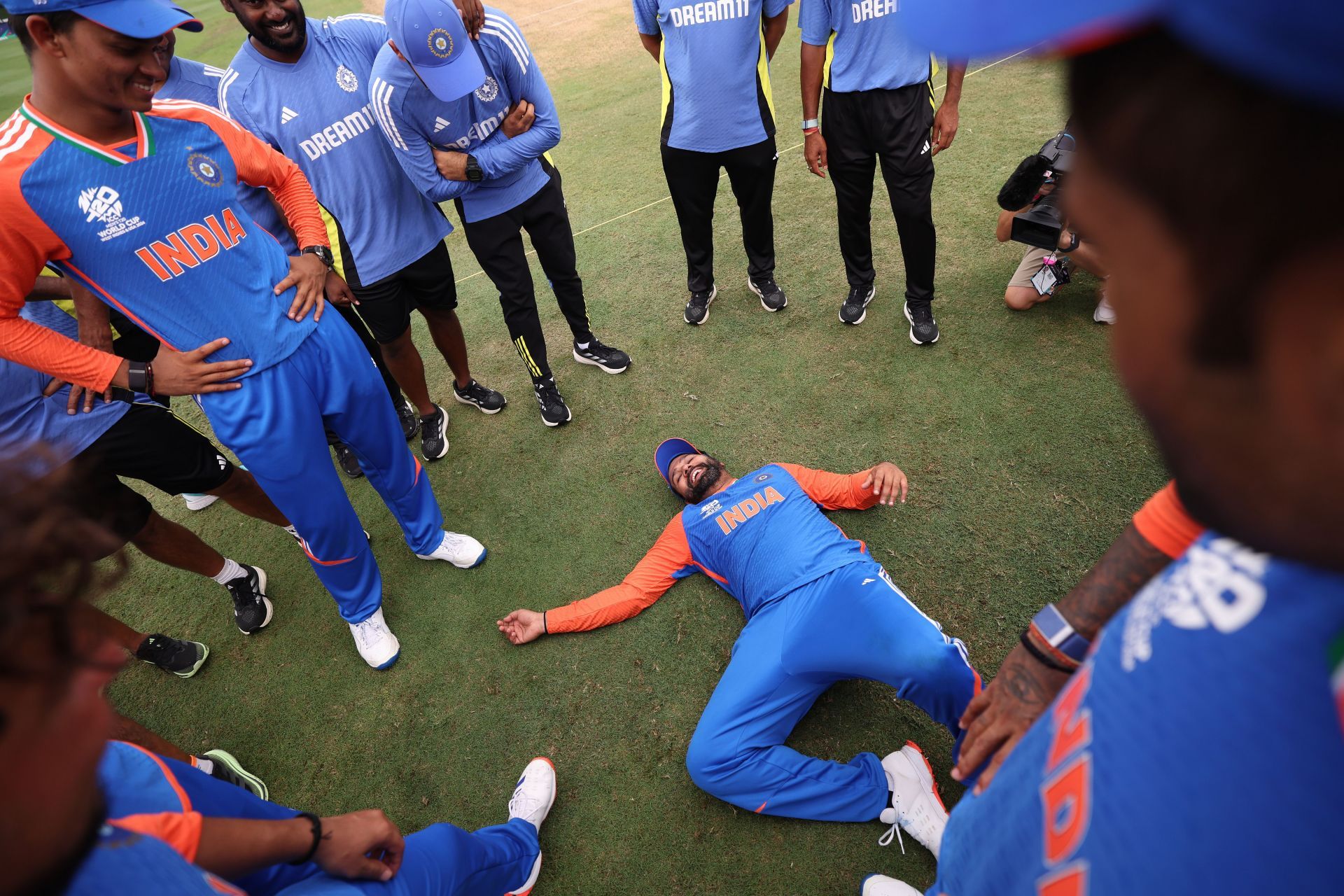 Rohit Sharma reacts after leading India to victory in the 2024 T20 World Cup. (Image Credit: Getty Images)