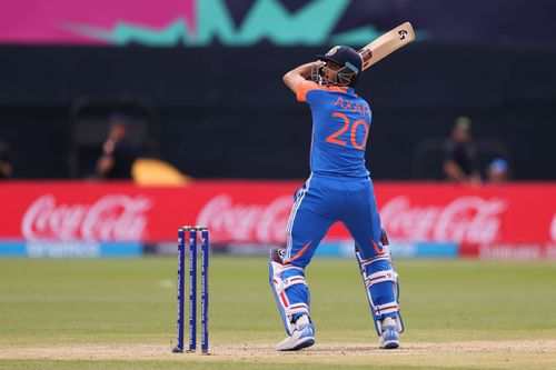 Axar Patel of India bats during the ICC Men's T20 Cricket World Cup West Indies & USA 2024 match between India and Pakistan at Nassau County International Cricket Stadium on June 09, 2024 in New York, New York. (Photo by Robert Cianflone/Getty Images)