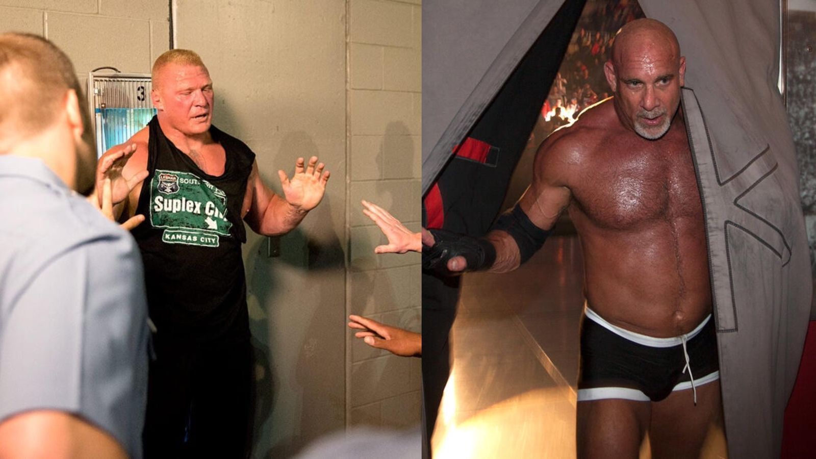 Brock Lesnar (left) and Goldberg (right)