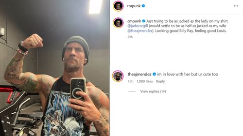 CM Punk posted after a workout, and amongst the responses was a message from his wife.