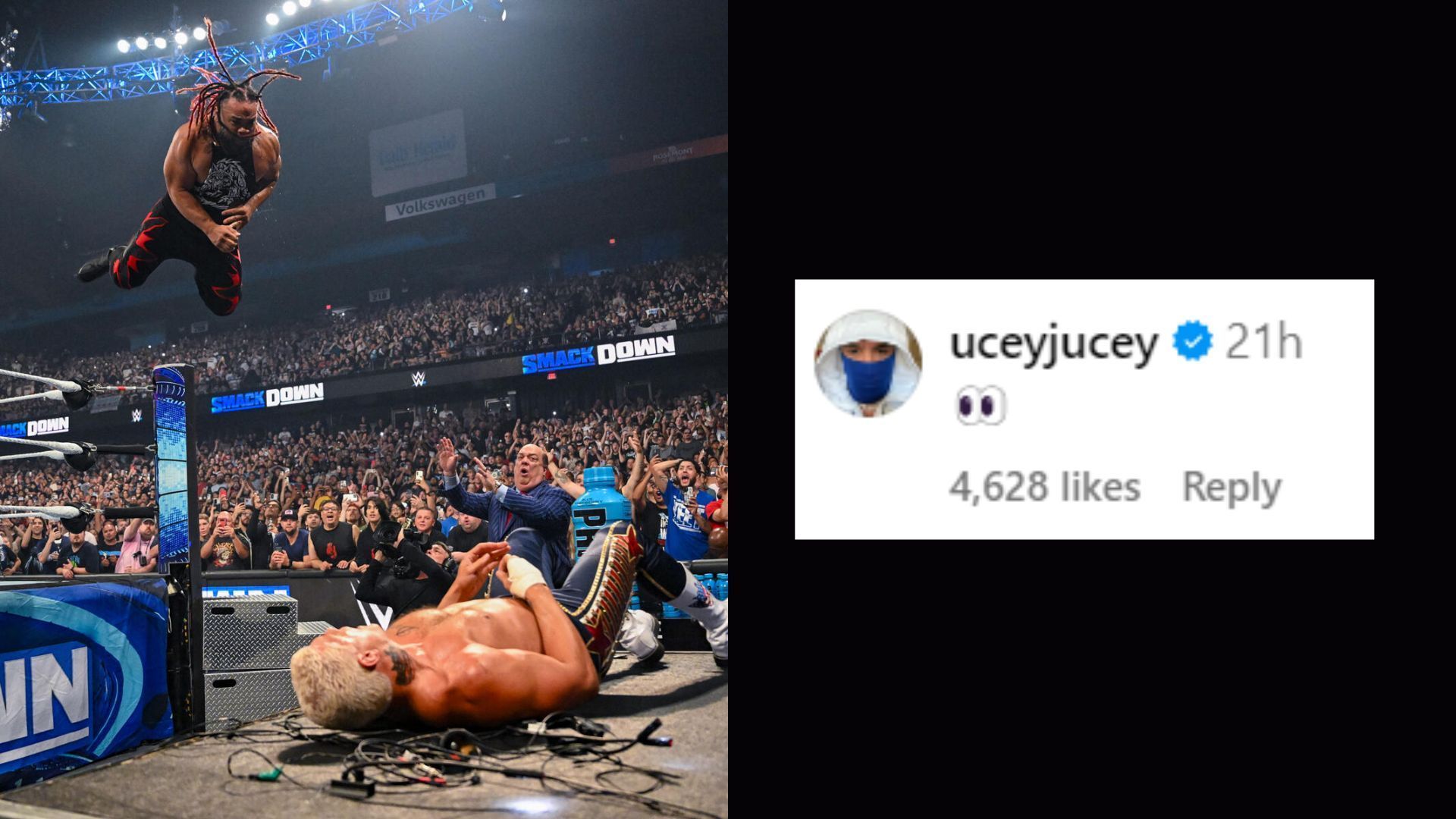 Jey Uso&#039;s reaction to Jacob Fatu&#039;s debut [Photo credit: Screenshot from WWE&#039;s Instagram post]
