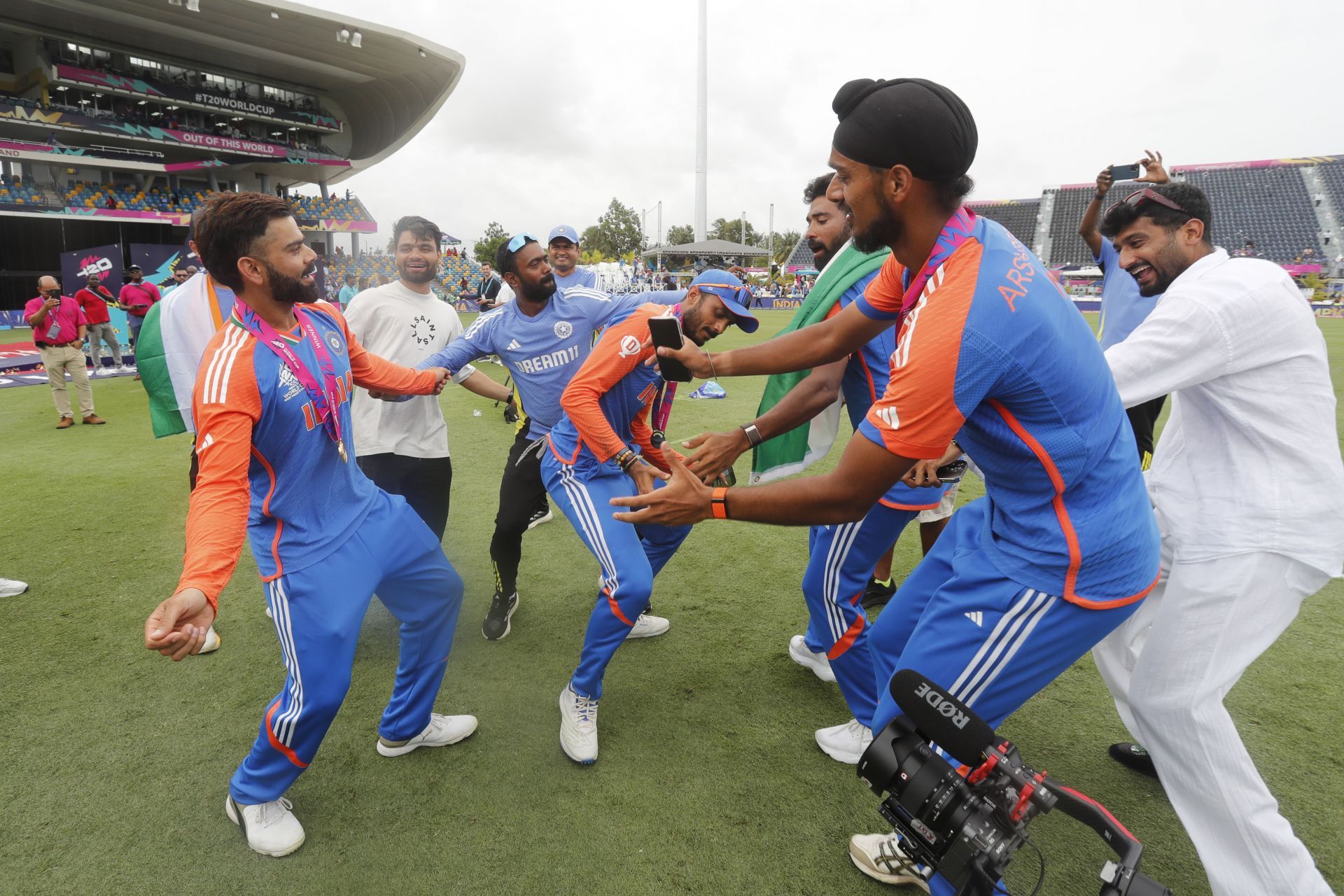 India players dance to celebrate their 2024 T20 World Cup triumph. (Image Credit: Getty Images)